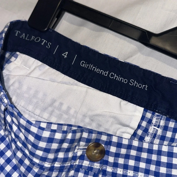 blue & white checkered Talbots girlfriend chino short shorts size 4 - Picture 3 of 4